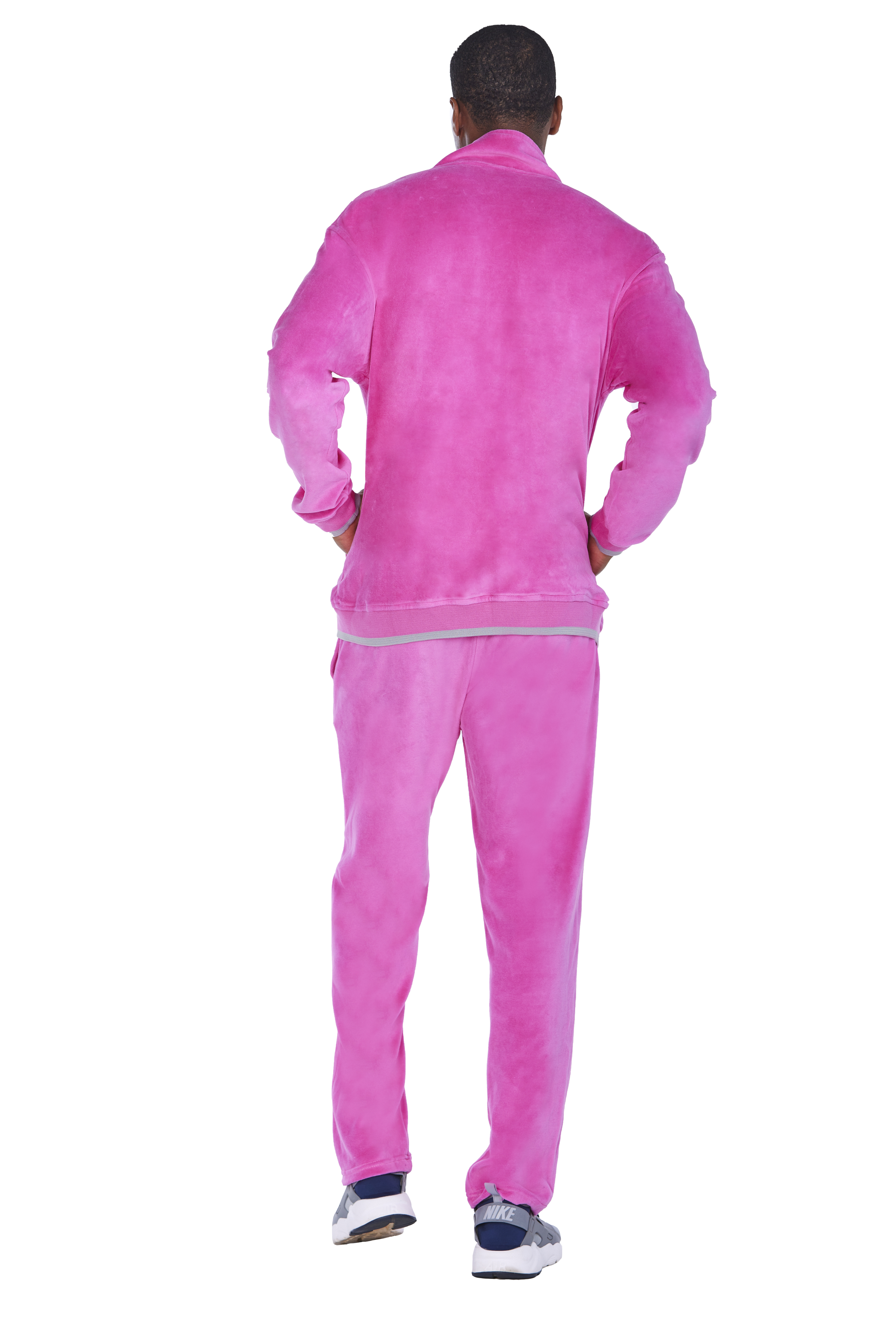 Nike pink velour 2024 tracksuit
